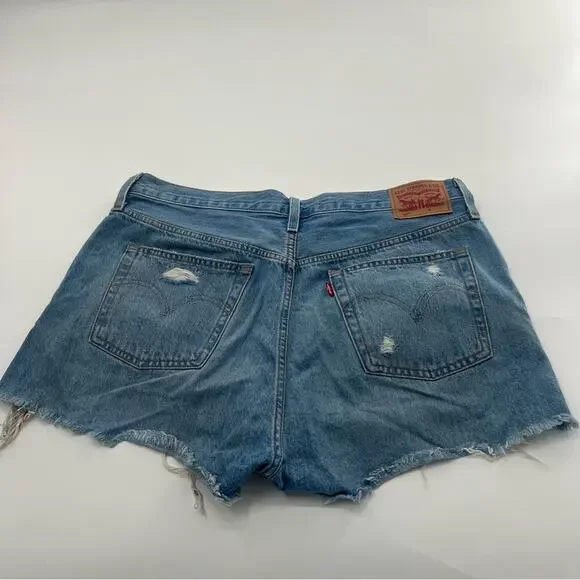 Levi’s 501 Distressed Mini Booty Shorts Jean Denim - Picture 1 of 5